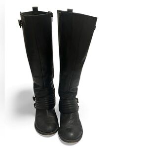 Jessica Simpson Black Moto Boots with Buckle Detail and Zipper